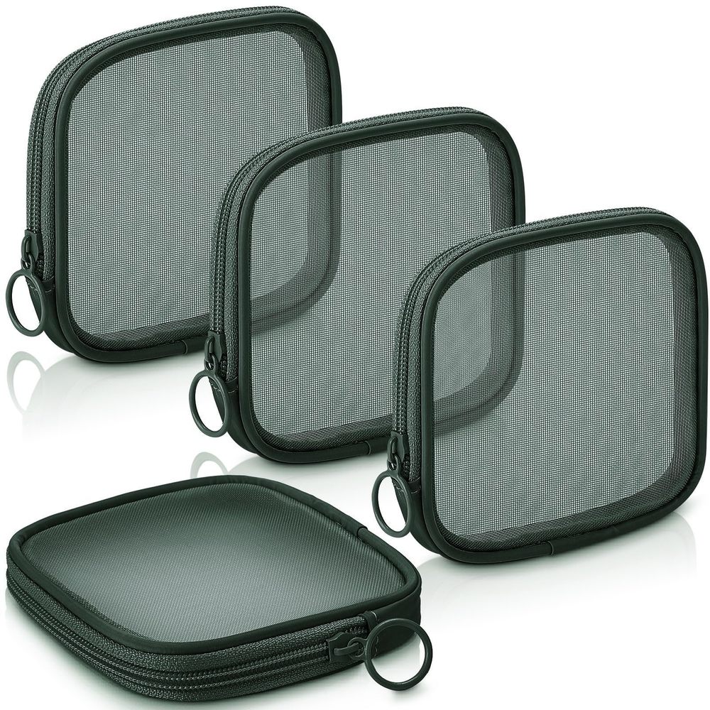 4 Pcs Mesh Makeup Bag Mesh Cosmetic Bag Travel Toiletry Pouch With Zipper Mini🦋